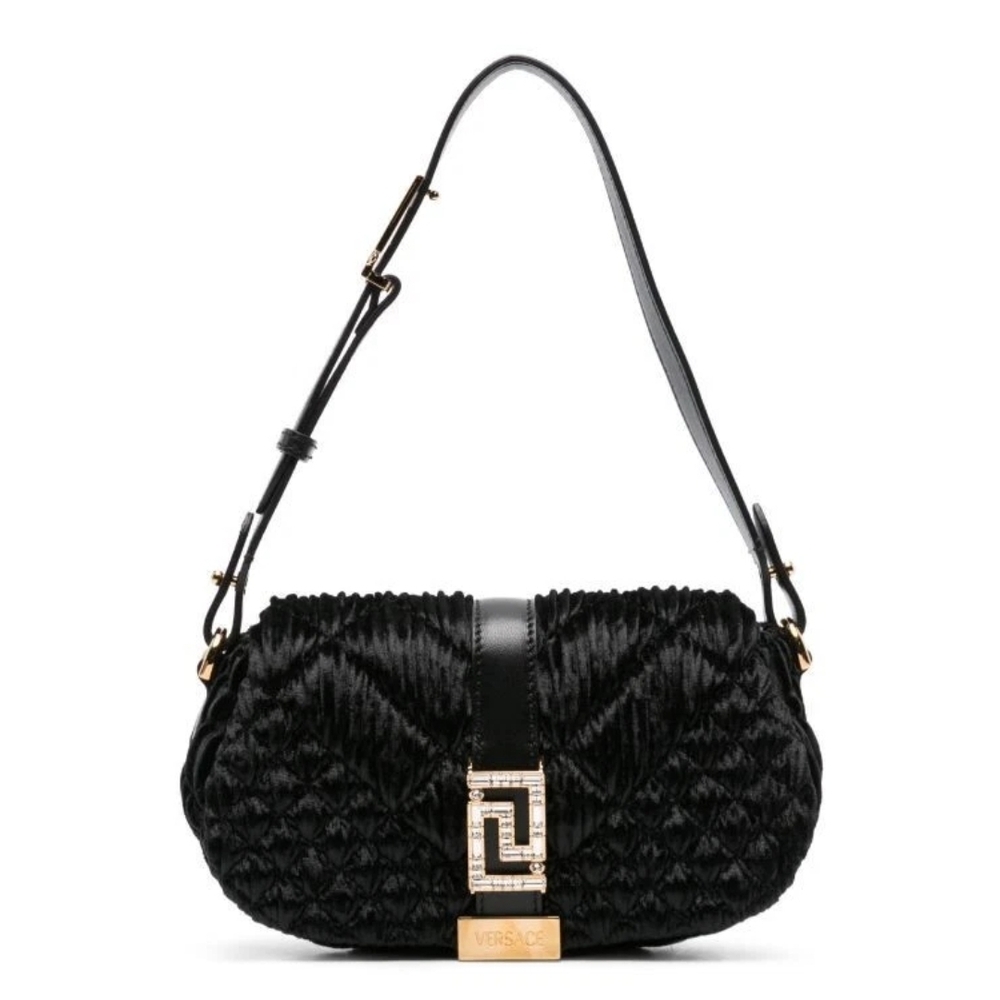 NWT Versace Bag Greca Goddess Shoulder  Mini Black Crystal Size Small  $1.700